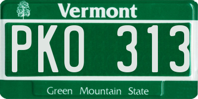 VT license plate PKO313