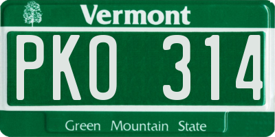 VT license plate PKO314