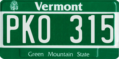 VT license plate PKO315