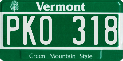 VT license plate PKO318