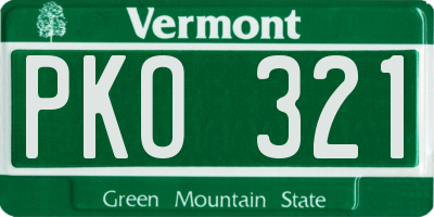 VT license plate PKO321