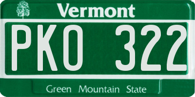 VT license plate PKO322