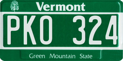 VT license plate PKO324