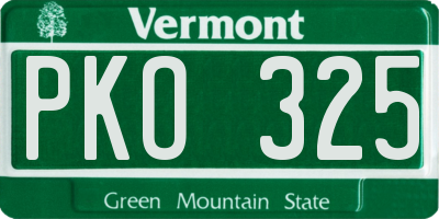 VT license plate PKO325