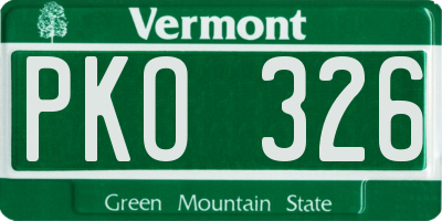 VT license plate PKO326