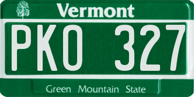 VT license plate PKO327