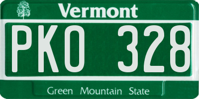 VT license plate PKO328