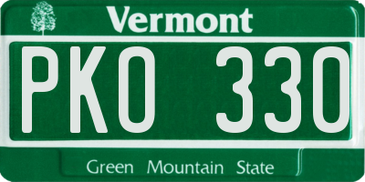 VT license plate PKO330