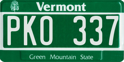 VT license plate PKO337