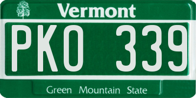 VT license plate PKO339