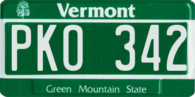 VT license plate PKO342