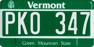 VT license plate PKO347