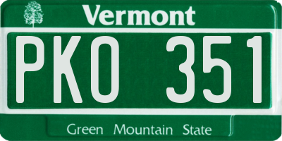 VT license plate PKO351