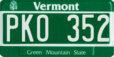 VT license plate PKO352