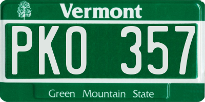 VT license plate PKO357