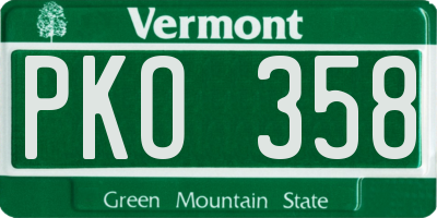 VT license plate PKO358
