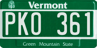 VT license plate PKO361