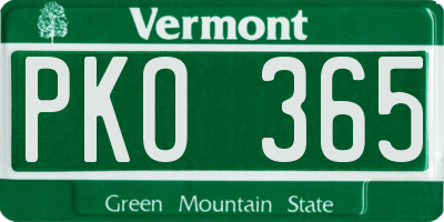 VT license plate PKO365