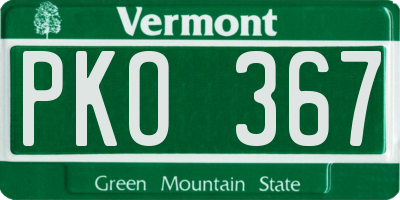 VT license plate PKO367