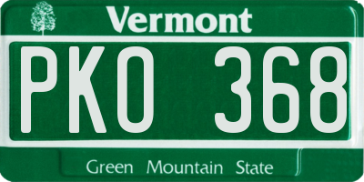 VT license plate PKO368