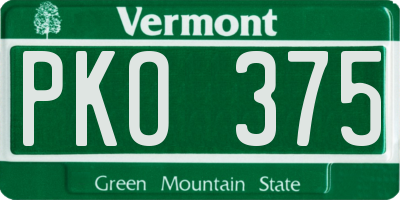 VT license plate PKO375