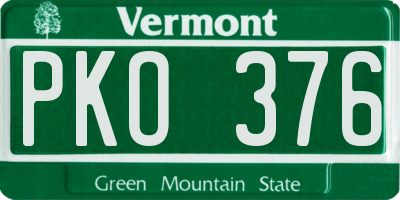 VT license plate PKO376