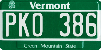 VT license plate PKO386