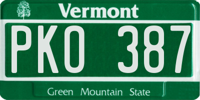 VT license plate PKO387