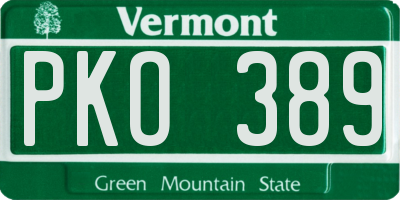 VT license plate PKO389