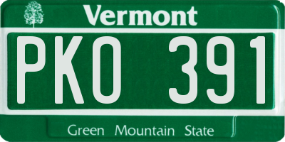 VT license plate PKO391