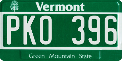 VT license plate PKO396