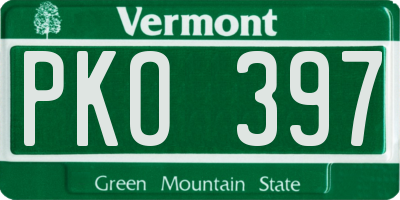 VT license plate PKO397