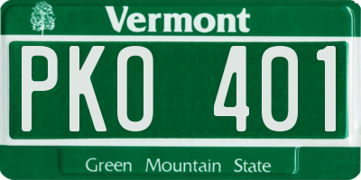 VT license plate PKO401