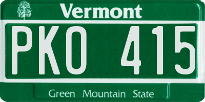 VT license plate PKO415