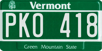 VT license plate PKO418