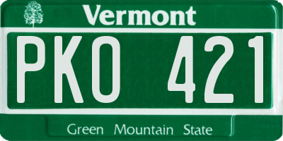 VT license plate PKO421