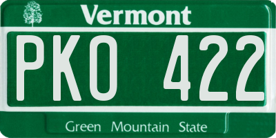 VT license plate PKO422