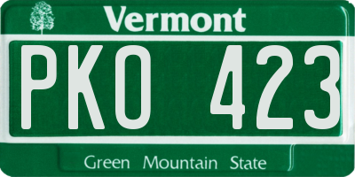 VT license plate PKO423