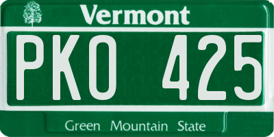 VT license plate PKO425