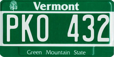 VT license plate PKO432