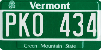 VT license plate PKO434