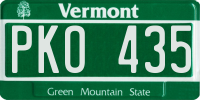 VT license plate PKO435