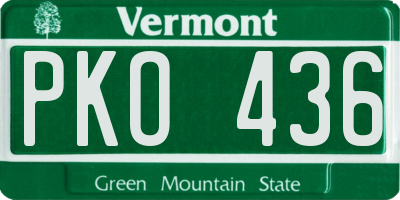 VT license plate PKO436