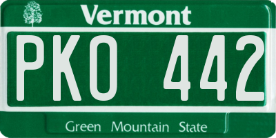 VT license plate PKO442