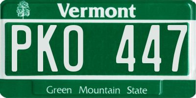 VT license plate PKO447