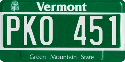 VT license plate PKO451