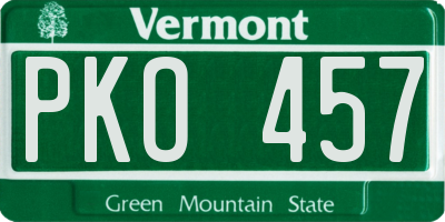 VT license plate PKO457