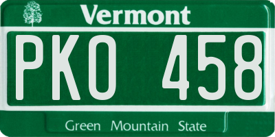 VT license plate PKO458