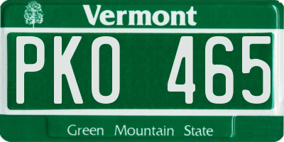VT license plate PKO465