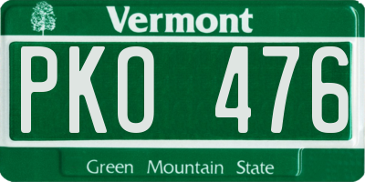 VT license plate PKO476